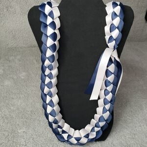 Ribbon Lei Navy and Gray 21-inches